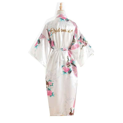 kimono demoiselle d'honneur peignoir satin marié floral preparation mariage bridesmaid blanc